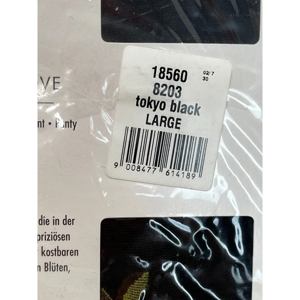 Wolford Tokyo Love Tights Black Floral Embroidered Sheer Hosiery 18560 Large NEW